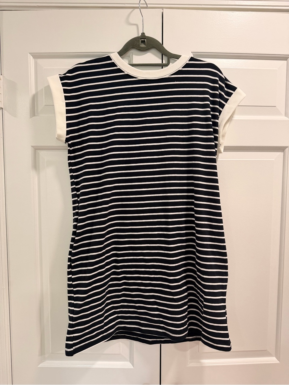 Zenana Outfitters Black and White Striped Short Sleeve Dress